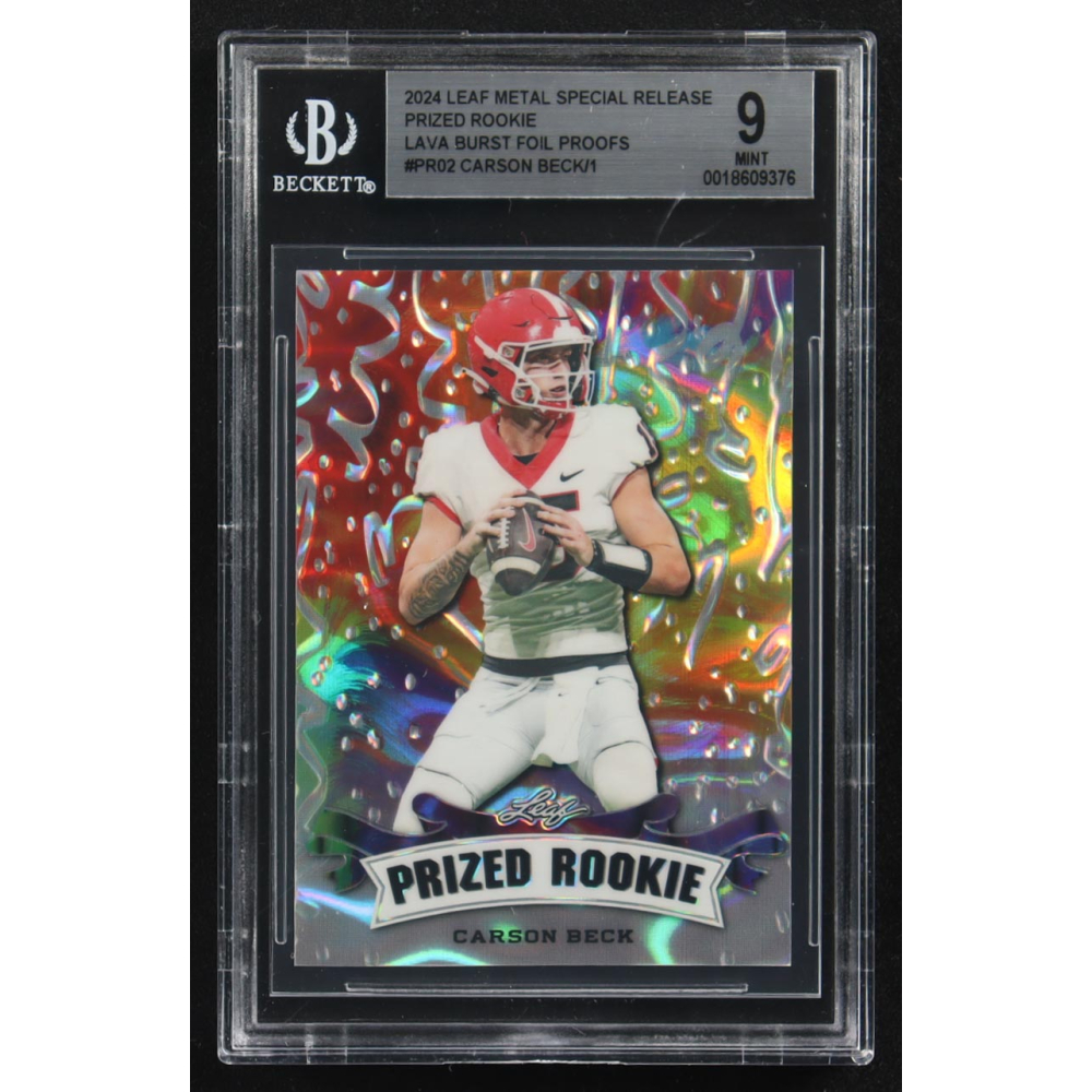 Carson Beck 2024 Leaf Metal Special Release Prized Rookie Lava Burst Foil Proofs #PR02 RC (BGS 9) at PristineAuction.com