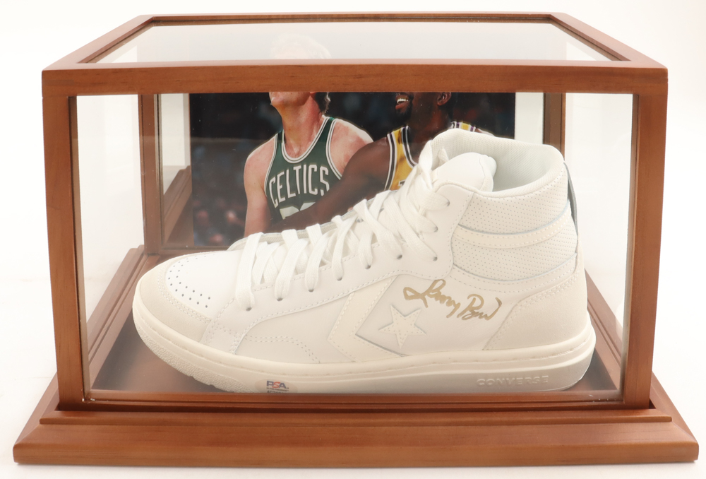 Larry Bird Signed Converse All Star Shoes with Display Case (PSA) at PristineAuction.com Larry Bird Signed Converse All Star Shoes with Display Case (PSA) at PristineAuction.com