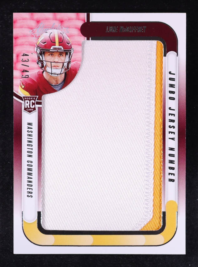 Luke McCaffrey 2024 Absolute Jumbo Jersey Number #27 #43/49 RC at PristineAuction.com Luke McCaffrey 2024 Absolute Jumbo Jersey Number #27 #43/49 RC at PristineAuction.com