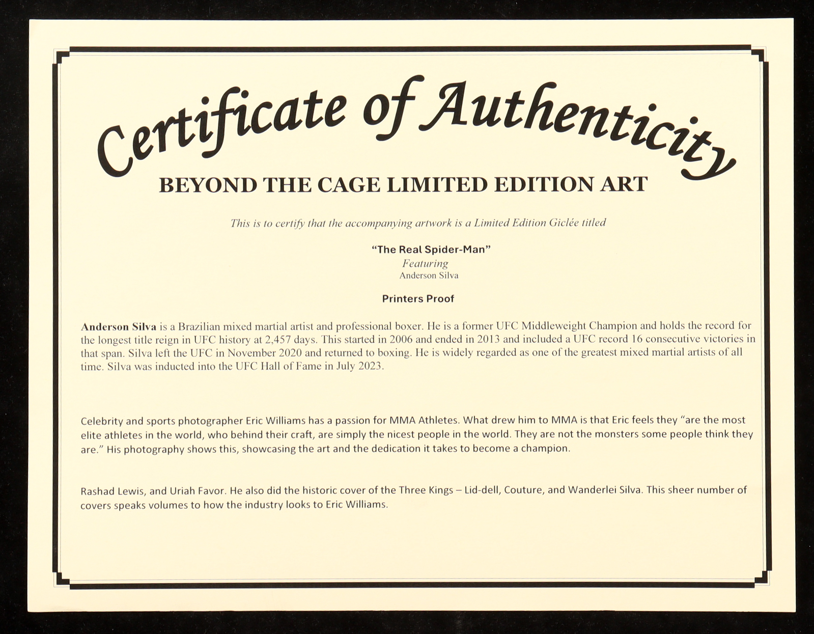 "The Real Spider-Man" Art Giclee Signed by Eric Williams (Beyond The Cage) at PristineAuction.com "The Real Spider-Man" Art Giclee Signed by Eric Williams (Beyond The Cage) at PristineAuction.com