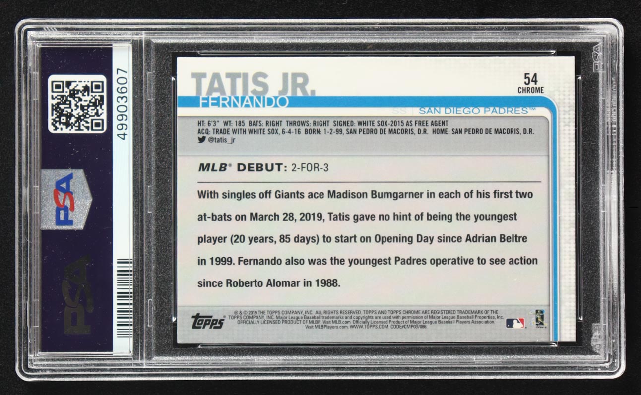 Fernando Tatis Jr. 2019 Topps Chrome Update #54 RD RC (PSA 9) at PristineAuction.com Fernando Tatis Jr. 2019 Topps Chrome Update #54 RD RC (PSA 9) at PristineAuction.com