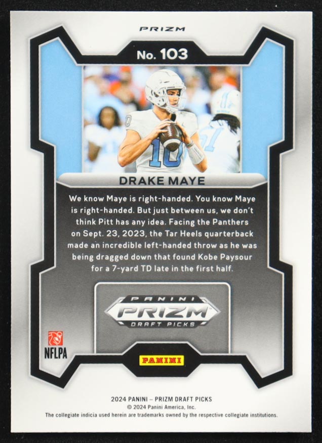 Drake Maye 2024 Panini Prizm Draft Picks Prizms Red Ice #103 RC at PristineAuction.com Drake Maye 2024 Panini Prizm Draft Picks Prizms Red Ice #103 RC at PristineAuction.com