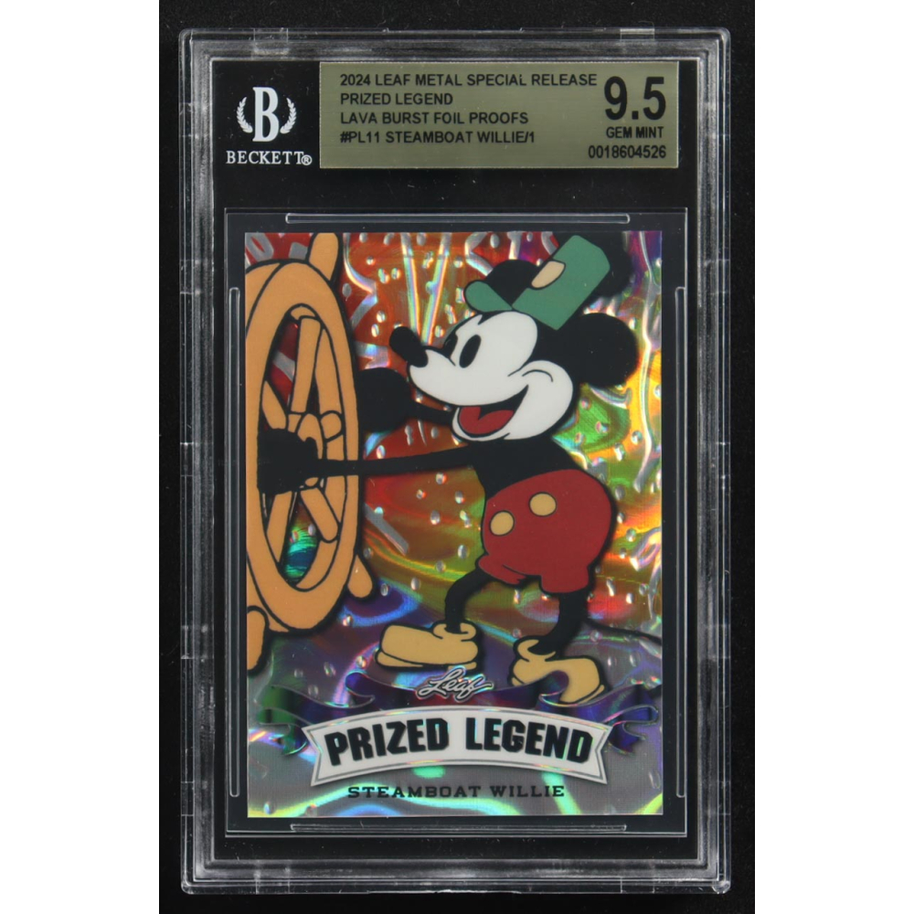 Steamboat Willie 2024 Leaf Metal Special Release Prized Legend Lava Burst Foil Proofs #PL11 (BGS 9.5) at PristineAuction.com