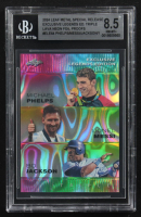 Lionel Messi / Michael Phelps / Bo Jackson 2024 Leaf Metal Special Release Exclusive Legends Ed. Triple Lava Neon Foil Proofs #ELE64 (BGS 8.5) at PristineAuction.com