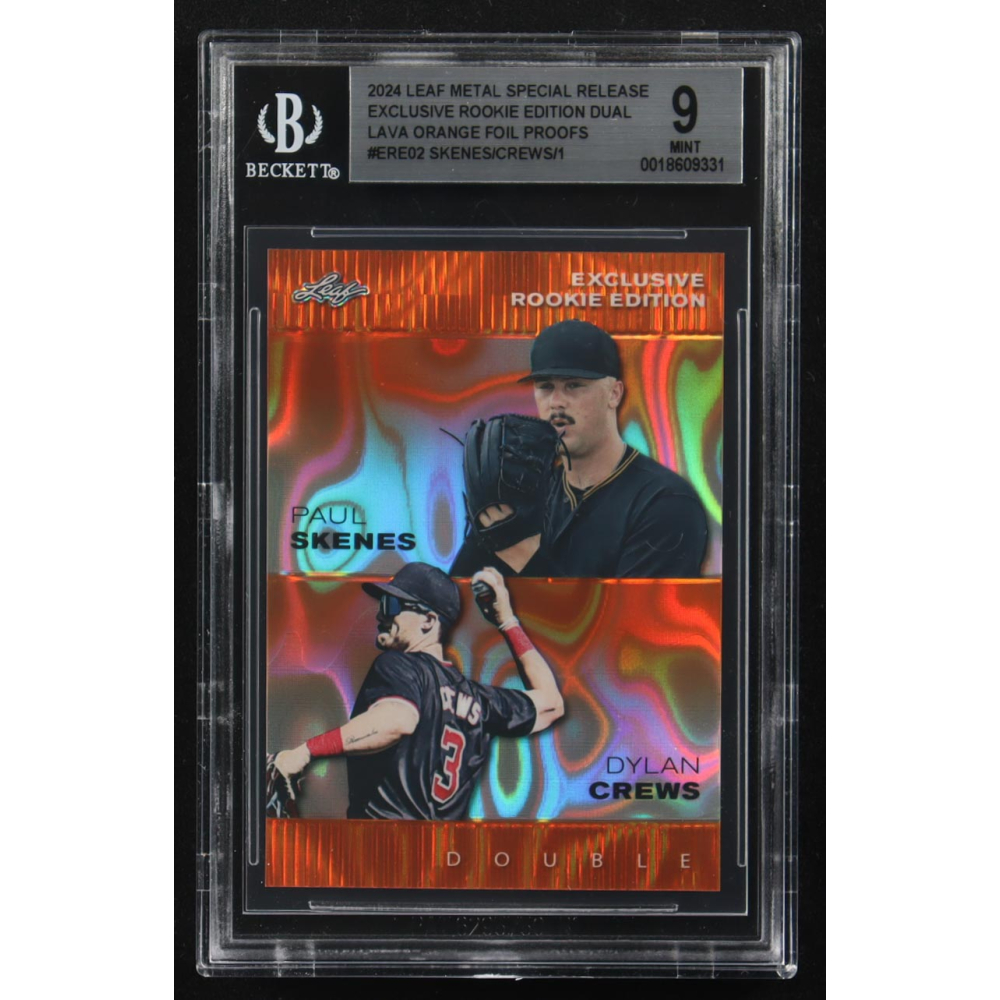 Paul Skenes / Dylan Crews 2024 Leaf Metal Special Release Exclusive Rookie Ed. Dual Lava Orange Foil Proofs #ERE02 RC #1/1 (BGS 9) at PristineAuction.com