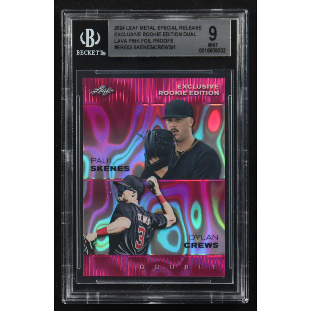Paul Skenes / Dylan Crews 2024 Leaf Metal Special Release Exclusive Rookie Ed. Dual Lava Pink Foil Proofs #ERE02 RC #1/1 (BGS 9) at PristineAuction.com