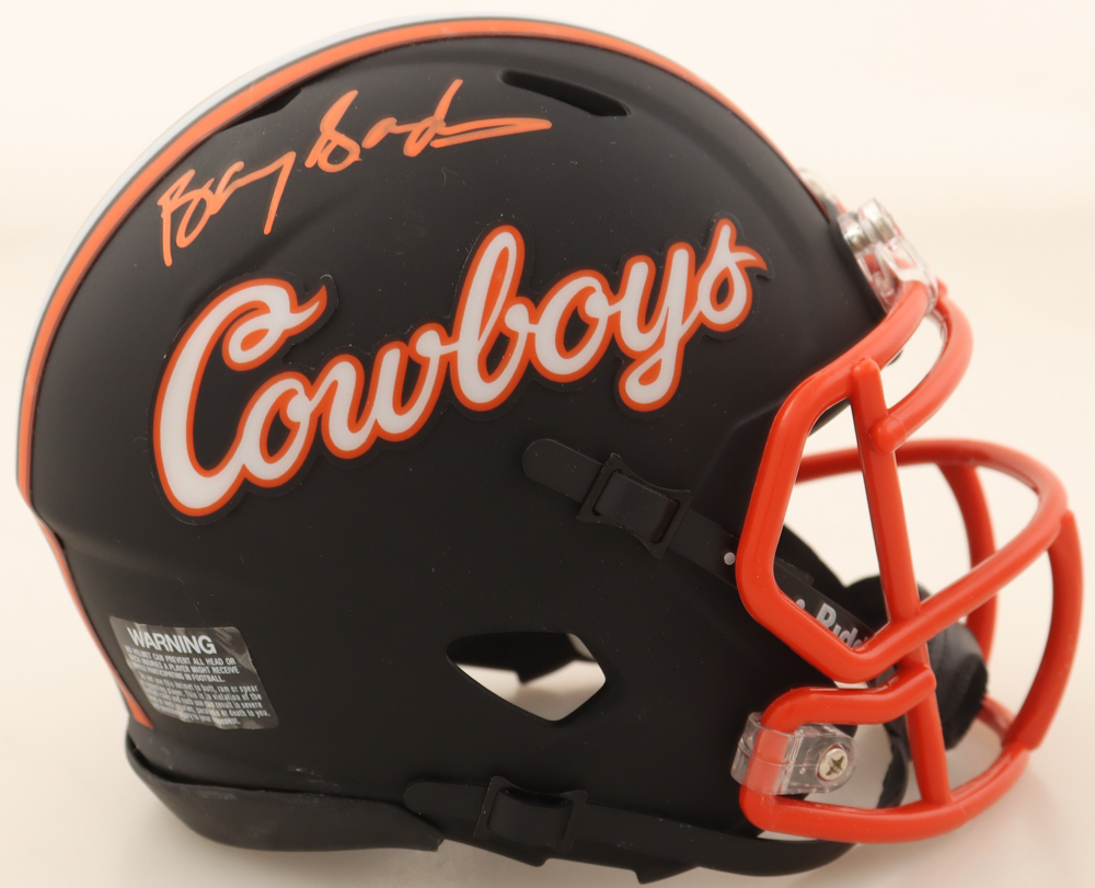 Barry Sanders Signed Oklahoma State Cowboys Speed Mini Helmet (Schwartz) at PristineAuction.com Barry Sanders Signed Oklahoma State Cowboys Speed Mini Helmet (Schwartz) at PristineAuction.com