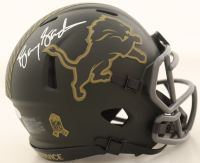 Barry Sanders Signed Lions Salute to Service Alternate Speed Mini Helmet (Schwartz) at PristineAuction.com