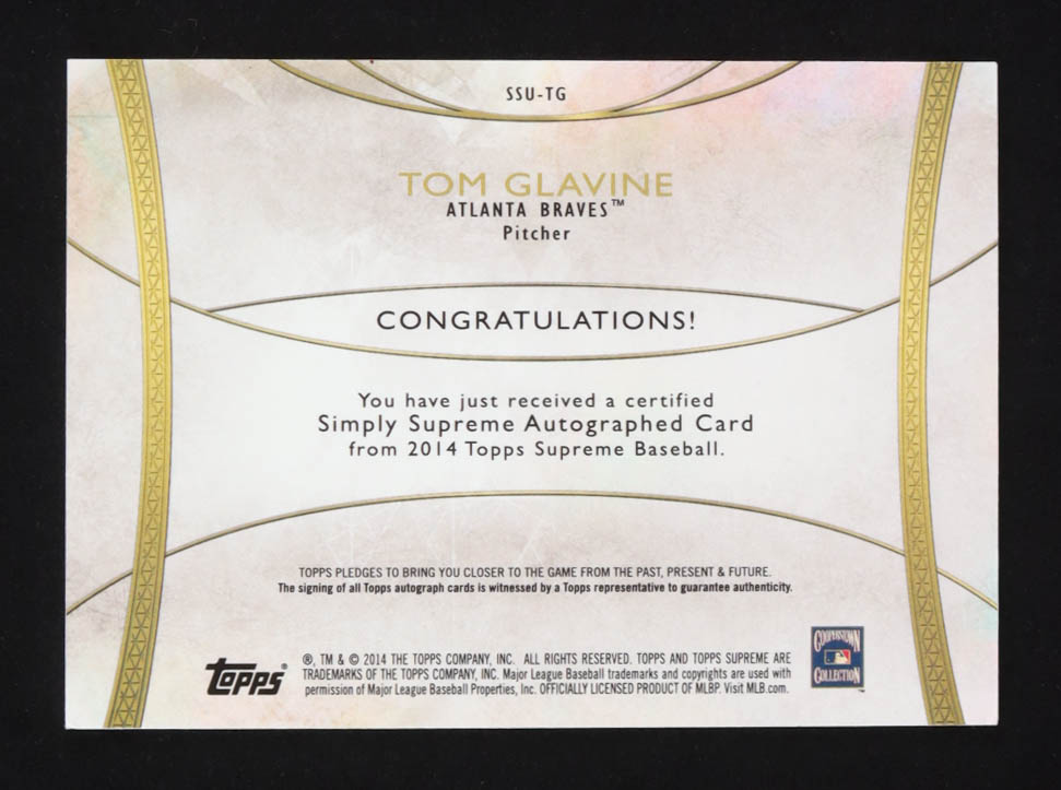 Tom Glavine 2014 Topps Supreme Simply Supreme Autographs Blue #SSUTG #5/20 at PristineAuction.com Tom Glavine 2014 Topps Supreme Simply Supreme Autographs Blue #SSUTG #5/20 at PristineAuction.com