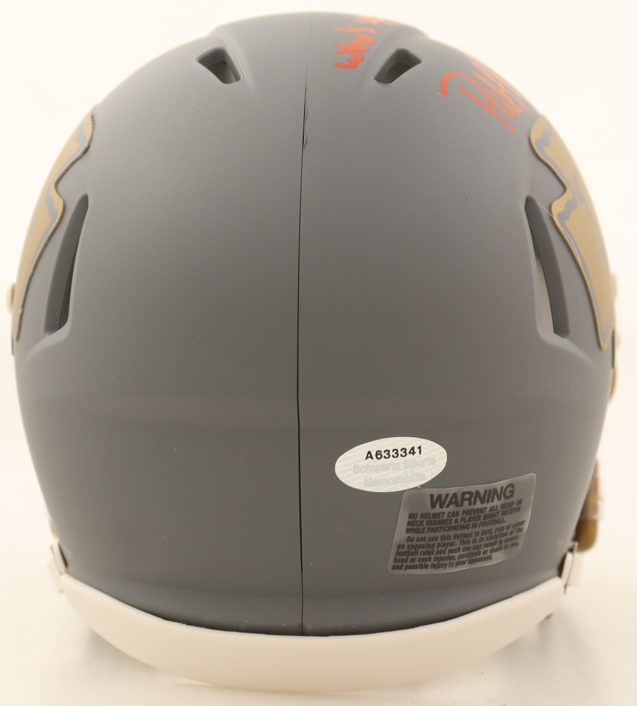 Patrick Mahomes Sr. Signed Chiefs Slate Alternate Speed Mini Helmet Inscribed "Who's Your Daddy?" (Schwartz) at PristineAuction.com Patrick Mahomes Sr. Signed Chiefs Slate Alternate Speed Mini Helmet Inscribed "Who's Your Daddy?" (Schwartz) at PristineAuction.com