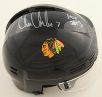 Chris Chelios Signed Blackhawks Mini Helmet Inscribed "HOF 2013" (Schwartz) at PristineAuction.com