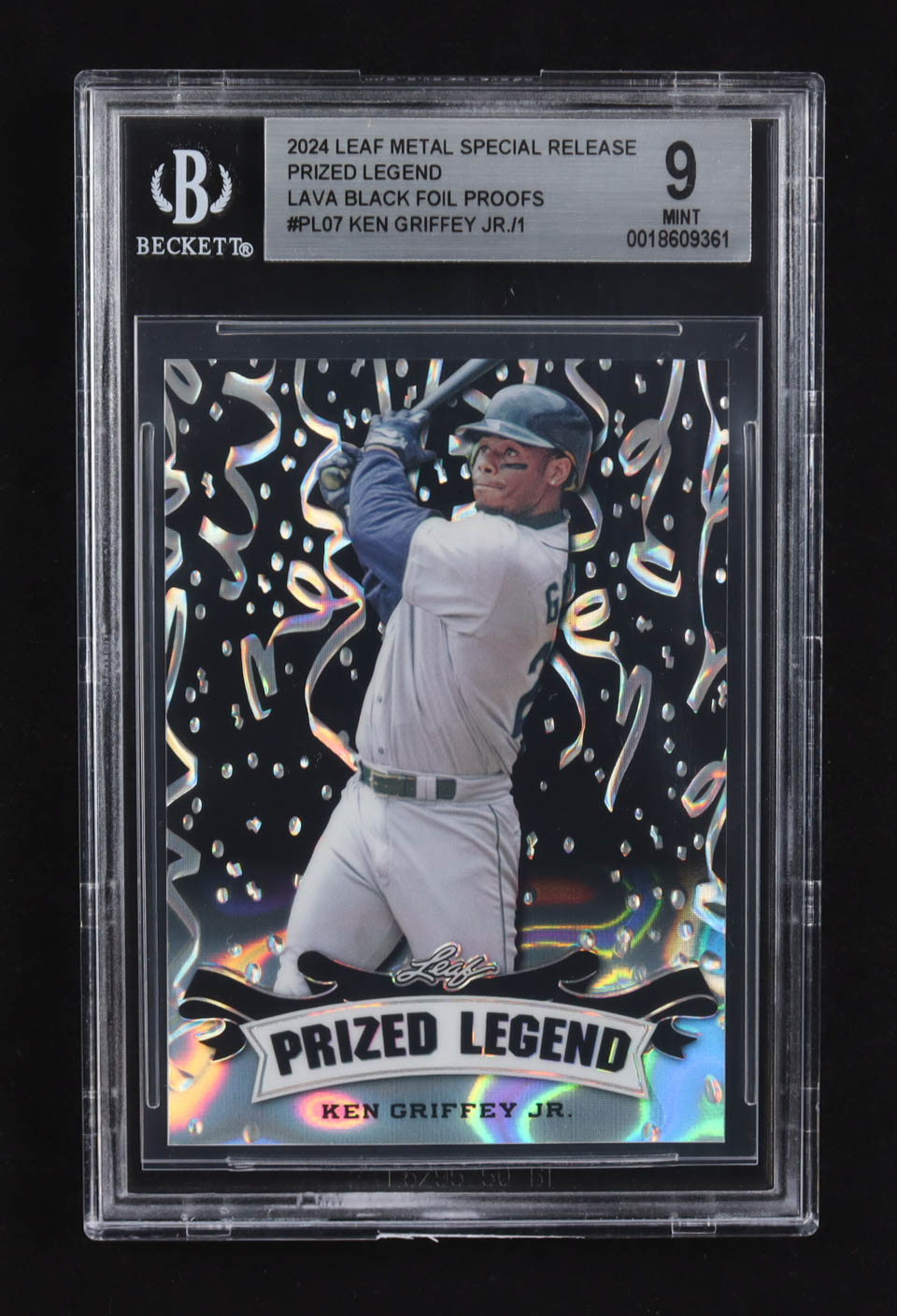 Ken Griffey Jr. 2024 Leaf Metal Special Release Prized Legend Black Foil Proofs #PL-07 #1/1 (BGS 9) at PristineAuction.com Ken Griffey Jr. 2024 Leaf Metal Special Release Prized Legend Black Foil Proofs #PL-07 #1/1 (BGS 9) at PristineAuction.com