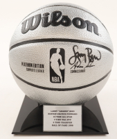 Larry Bird Signed NBA Platinum Edition Basketball with Display Stand & Stat Plaque (PSA) at PristineAuction.com