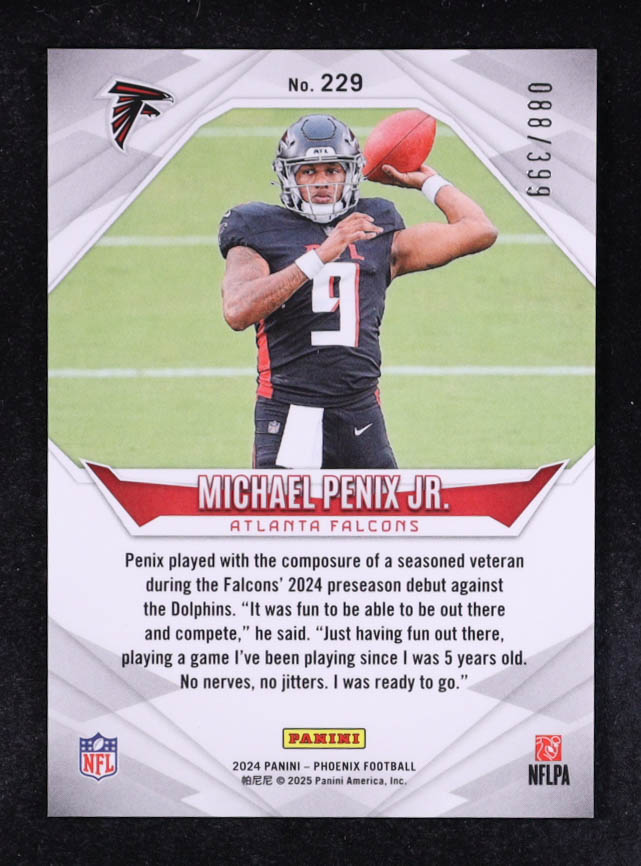 Michael Penix Jr. 2024 Panini Phoenix Team Helmet #229 RC #088/399 at PristineAuction.com Michael Penix Jr. 2024 Panini Phoenix Team Helmet #229 RC #088/399 at PristineAuction.com