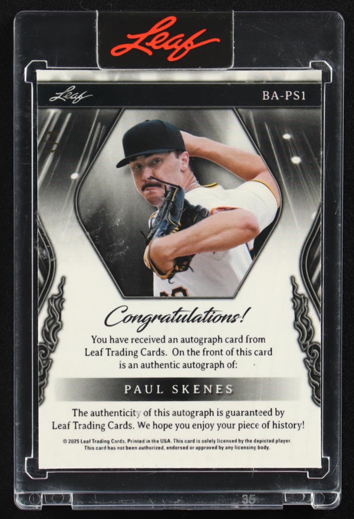 Paul Skenes 2025 Leaf Sports Heroes Autographs Blue Crystal #BAPS1 #3/4 at PristineAuction.com Paul Skenes 2025 Leaf Sports Heroes Autographs Blue Crystal #BAPS1 #3/4 at PristineAuction.com