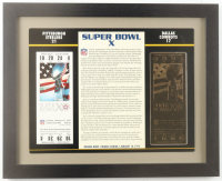 Super Bowl X Commemorative Score Card with 23KT Gold Ticket Framed Display at PristineAuction.com
