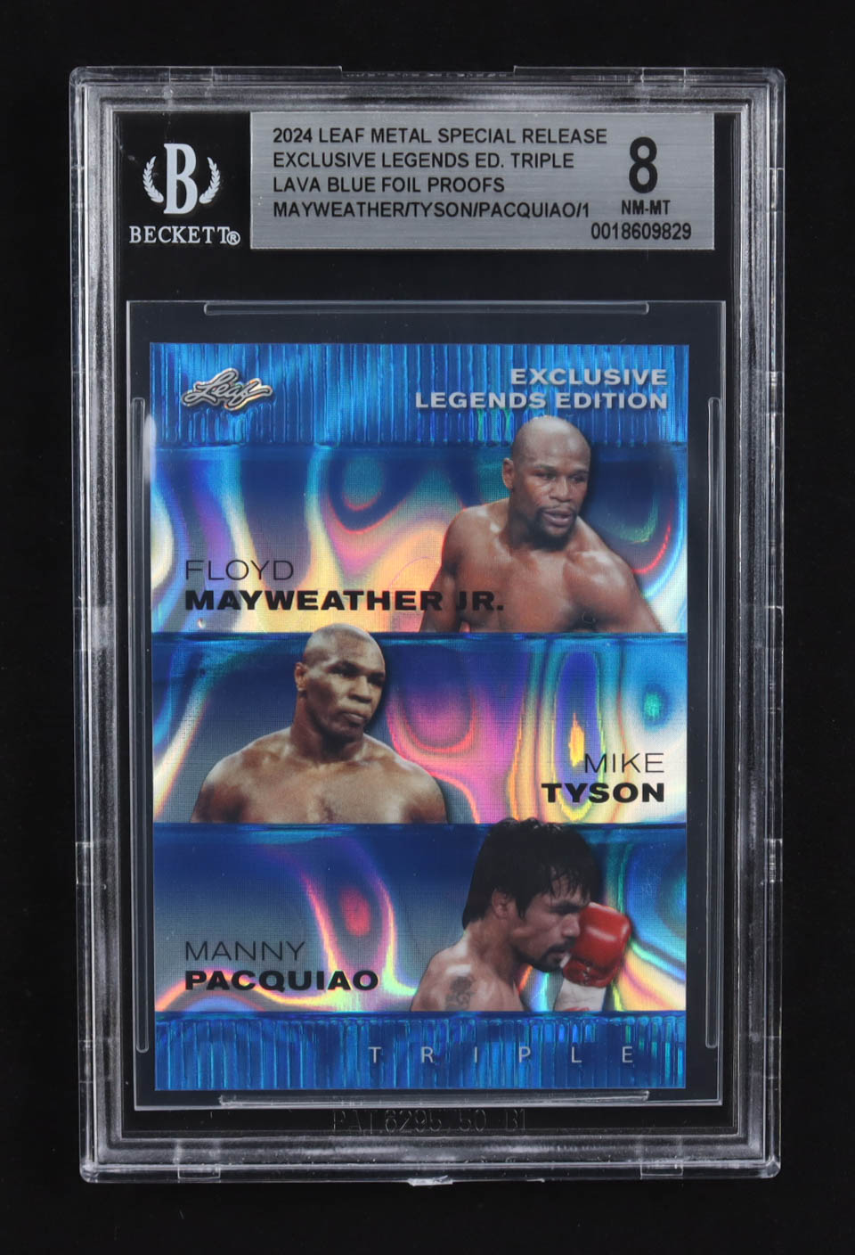 Mike Tyson / Floyd Mayweather Jr. / Manny Pacquiao 2024 Leaf Metal Special Release Exclusive Legends Ed. Triple Lava Blue Foil Proofs (BGS 8) at PristineAuction.com Mike Tyson / Floyd Mayweather Jr. / Manny Pacquiao 2024 Leaf Metal Special Release Exclusive Legends Ed. Triple Lava Blue Foil Proofs (BGS 8) at PristineAuction.com