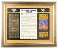 Super Bowl XXVII Commemorative Score Card with 23KT Gold Ticket Framed Display at PristineAuction.com