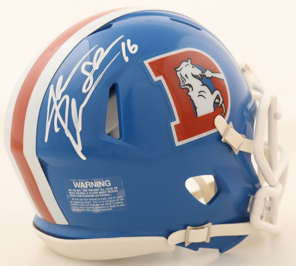Jake Plummer Signed Broncos Throwback Alternate Speed Mini Helmet Inscribed "Snake" (Schwartz) at PristineAuction.com Jake Plummer Signed Broncos Throwback Alternate Speed Mini Helmet Inscribed "Snake" (Schwartz) at PristineAuction.com