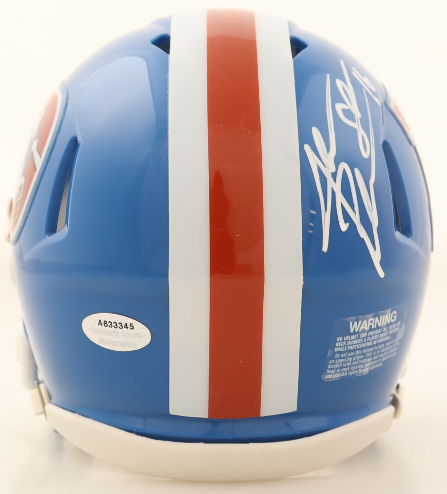 Jake Plummer Signed Broncos Throwback Alternate Speed Mini Helmet Inscribed "Snake" (Schwartz) at PristineAuction.com Jake Plummer Signed Broncos Throwback Alternate Speed Mini Helmet Inscribed "Snake" (Schwartz) at PristineAuction.com