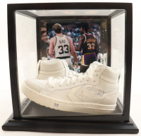 Larry Bird Signed Pair of (2) Converse All Star White Leather Basketball Shoes with Display Case (PSA) at PristineAuction.com