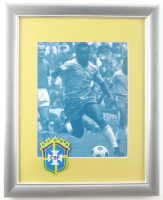 Pele Custom Framed Photo Display With Brazil National Patch at PristineAuction.com