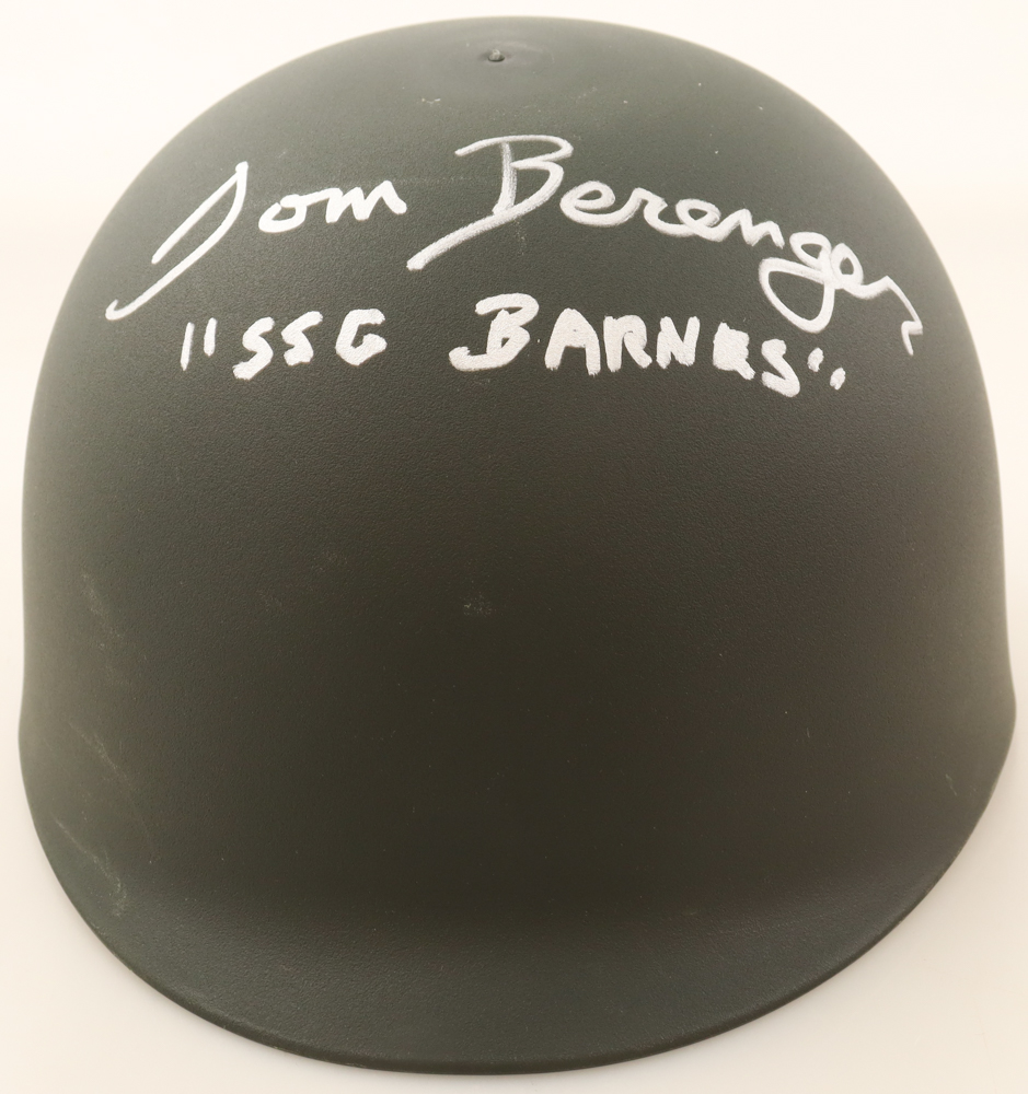 Tom Berenger Signed "Platoon" Replica Army Helmet Inscribed "SSG Barnes" (Schwartz) at PristineAuction.com Tom Berenger Signed "Platoon" Replica Army Helmet Inscribed "SSG Barnes" (Schwartz) at PristineAuction.com