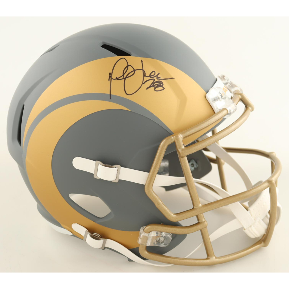 Marshall Faulk Signed Rams Full-Size Slate Alternate Speed Helmet (Beckett) at PristineAuction.com