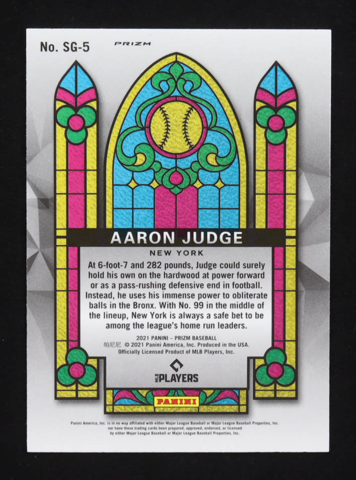 Aaron Judge 2021 Panini Prizm Stained Glass Prizms Green #5 at PristineAuction.com Aaron Judge 2021 Panini Prizm Stained Glass Prizms Green #5 at PristineAuction.com