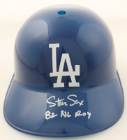 Steve Sax Signed Dodgers Full-Size Batting Helmet Inscribed "82 NL ROY" (Schwartz) at PristineAuction.com