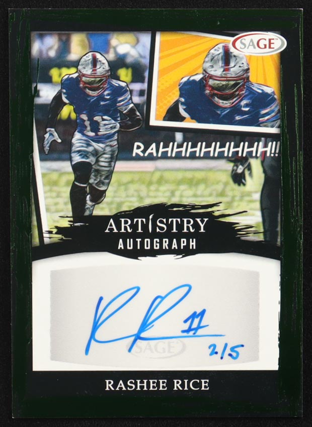 Rashee Rice 2022 SAGE Artistry Autograph Green #AARR #2/5 RC at PristineAuction.com Rashee Rice 2022 SAGE Artistry Autograph Green #AARR #2/5 RC at PristineAuction.com