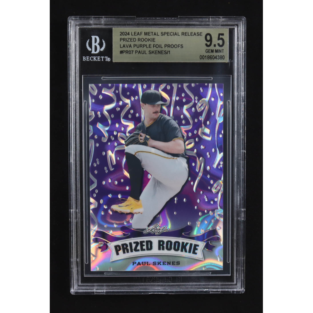 Paul Skenes 2024 Leaf Metal Special Release Prized Rookie Lava Purple Foil Proofs #PR-07 RC #1/1 (BGS 9.5) at PristineAuction.com