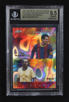 Lionel Messi / Pele 2024 Leaf Metal Special Release Exclusive Legends Ed. Dual Lava Burst Foil Proofs #ELE19 (BGS 9.5) at PristineAuction.com