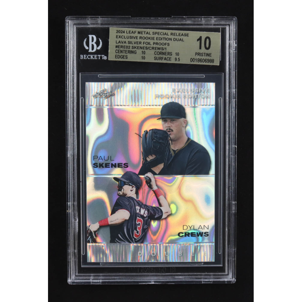 Paul Skenes / Dylan Crews 2024 Leaf Metal Special Release Exclusive Rookie Ed. Dual Lava Silver Foil Proofs #ERE02 RC #1/1 (BGS 10) at PristineAuction.com