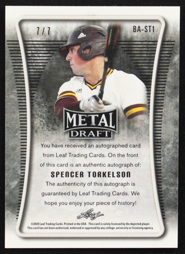 Spencer Torkelson 2020 Leaf Metal Draft Black Wave #BAST1 #7/7 RC at PristineAuction.com Spencer Torkelson 2020 Leaf Metal Draft Black Wave #BAST1 #7/7 RC at PristineAuction.com