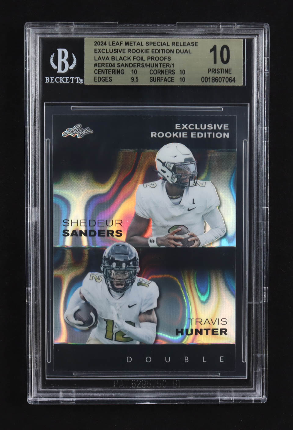 Shedeur Sanders / Travis Hunter 2024 Leaf Metal Special Release Exclusive Rookie Ed. Dual Lava Black Foil Proofs #ERE04 RC #1/1 (BGS 10) at PristineAuction.com Shedeur Sanders / Travis Hunter 2024 Leaf Metal Special Release Exclusive Rookie Ed. Dual Lava Black Foil Proofs #ERE04 RC #1/1 (BGS 10) at PristineAuction.com