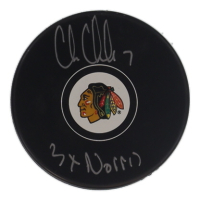 Chris Chelios Signed Blackhawks Logo Hockey Puck Inscribed "3x Norris" (Schwartz) at PristineAuction.com