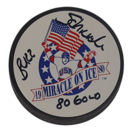 Buzz Schneider Signed 1980 Miracle On Ice Logo Hockey Puck Inscribed "80 Gold" (Schwartz) at PristineAuction.com Buzz Schneider Signed 1980 Miracle On Ice Logo Hockey Puck Inscribed "80 Gold" (Schwartz) at PristineAuction.com