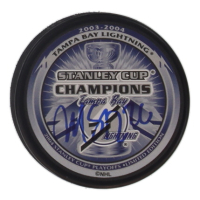 Martin St. Louis Signed Lightning 2004 Stanley Cup Champions Logo Hockey Puck (Schwartz) at PristineAuction.com