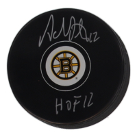 Adam Oates Signed Bruins Logo Hockey Puck Inscribed "HOF 12" (Schwartz) at PristineAuction.com