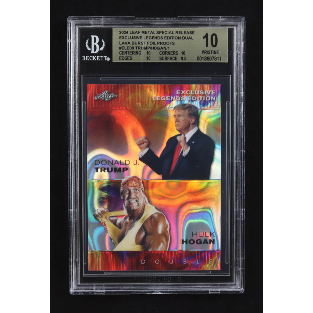 Donald J. Trump / Hulk Hogan 2024 Leaf Metal Special Release Exclusive Legends Ed. Dual Lava Burst Foil Proofs #ELE09 (BGS 10) at PristineAuction.com