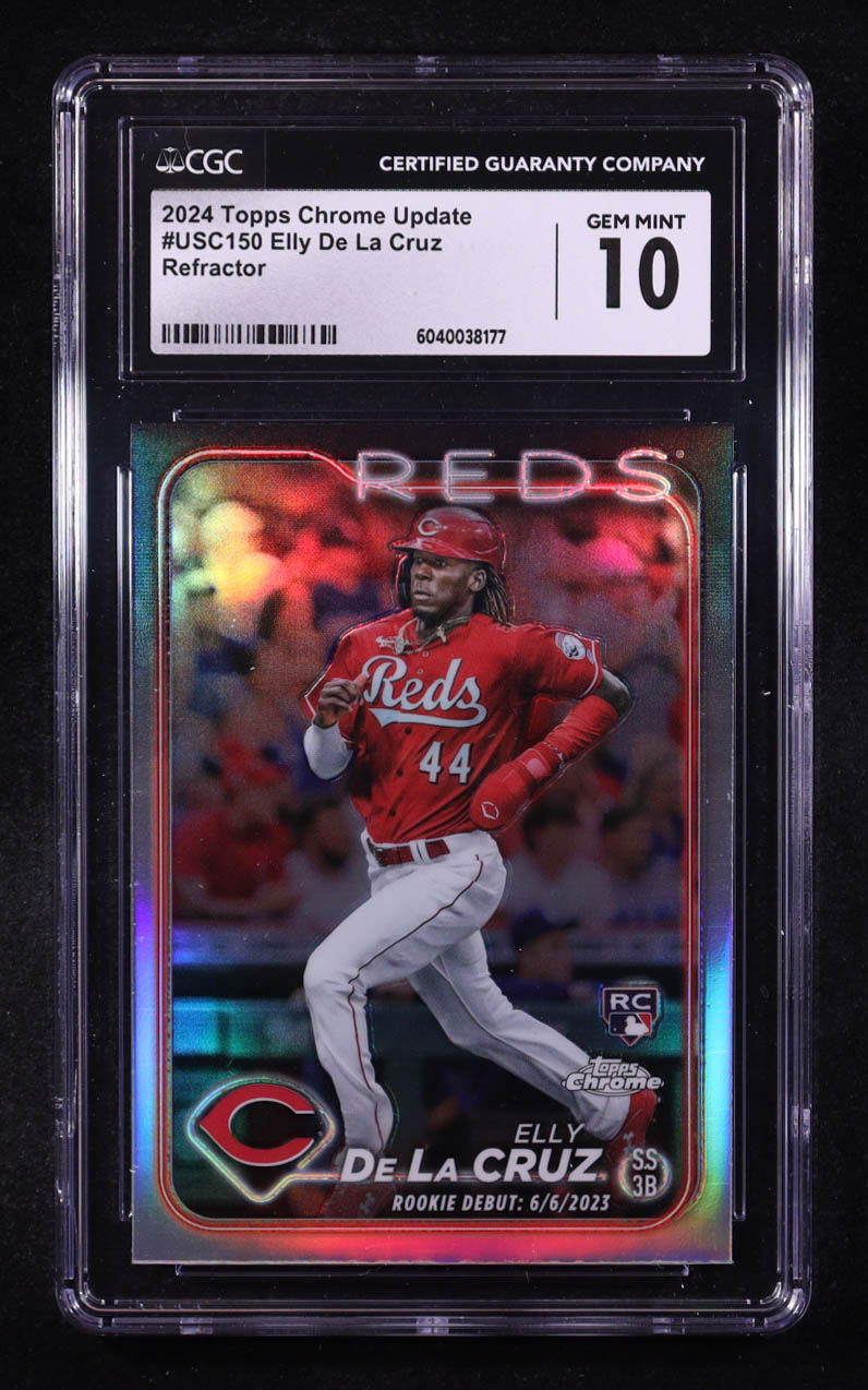 Elly De La Cruz 2024 Topps Chrome Update Refractor #USC150 RC (CGC 10) at PristineAuction.com Elly De La Cruz 2024 Topps Chrome Update Refractor #USC150 RC (CGC 10) at PristineAuction.com
