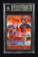 Lionel Messi / Erling Haaland / Cristiano Ronaldo 2024 Leaf Metal Special Release Exclusive Legends Ed. Triple Lava Orange Foil Proofs (BGS 10) at PristineAuction.com