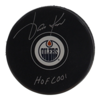 Jari Kurri Signed Oilers Logo Hockey Puck Inscribed "HOF 2001" (Schwartz) at PristineAuction.com