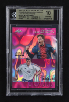 Lionel Messi / Zinedine Zidane 2024 Leaf Metal Special Release Exclusive Legends Ed. Dual Lava Pink Foil Proofs #ELE26 (BGS 10) at PristineAuction.com