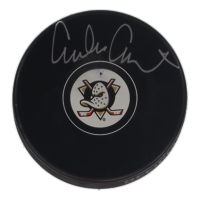 Emilio Estevez Signed "The Mighty Ducks" Logo Hockey Puck (Schwartz) at PristineAuction.com