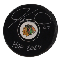 Jeremy Roenick Signed Blackhawks Logo Hockey Puck Inscribed "HOF 2024" (Schwartz) at PristineAuction.com