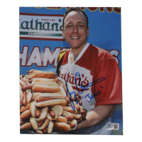 Joey Chestnut Signed 8x10 Photo Inscribed "Jaws" (Beckett) at PristineAuction.com