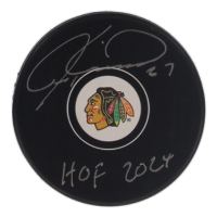 Jeremy Roenick Signed Blackhawks Logo Hockey Puck Inscribed "HOF 2024" (Schwartz) at PristineAuction.com