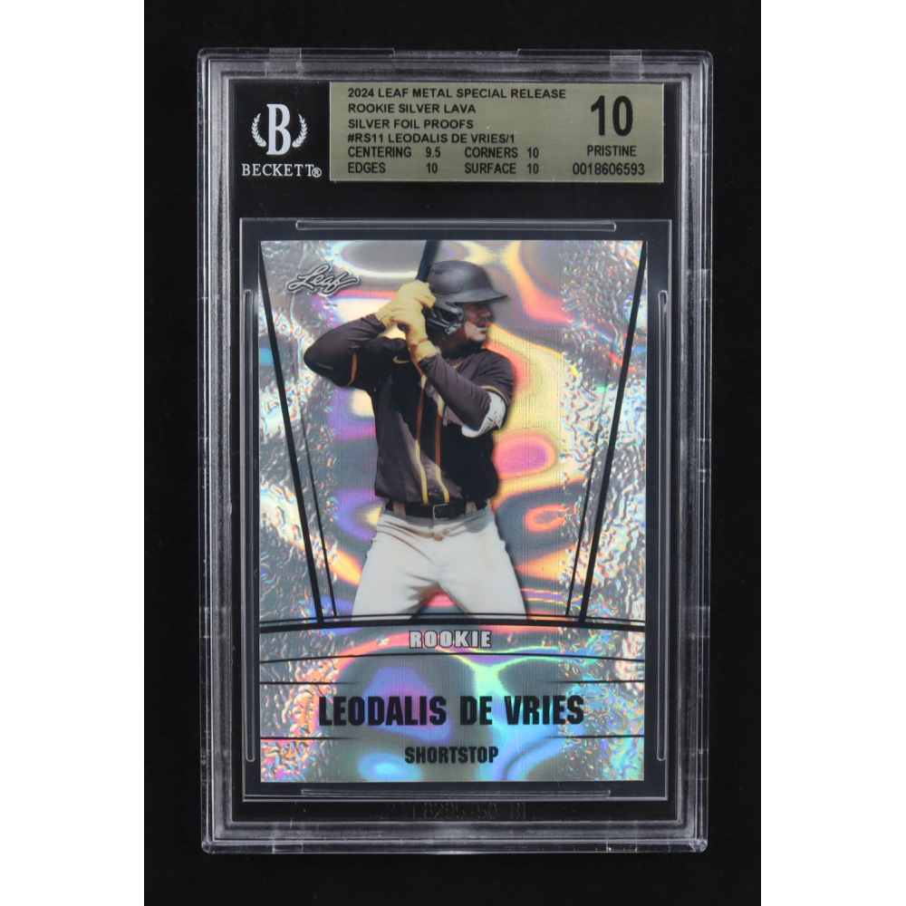 Leodalis De Vries 2024 Leaf Metal Special Release Rookie Silver Lava Silver Foil Proofs #RS11 RC (BGS 10) at PristineAuction.com